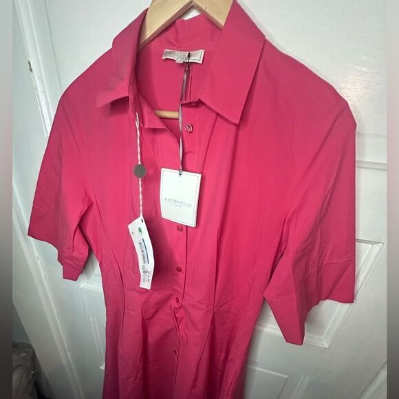 Antonelli | NWTs Monaco Pink Front Button Midi Dress Size Medium - Picture 3 of 13